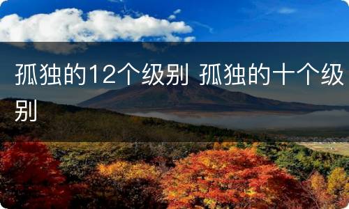 孤独的12个级别 孤独的十个级别