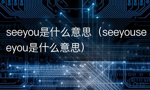 seeyou是什么意思（seeyouseeyou是什么意思）