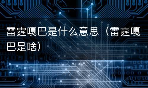 雷霆嘎巴是什么意思（雷霆嘎巴是啥）