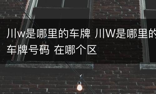 川w是哪里的车牌 川W是哪里的车牌号码 在哪个区