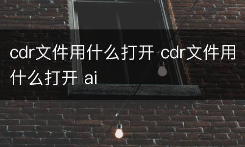 cdr文件用什么打开 cdr文件用什么打开 ai