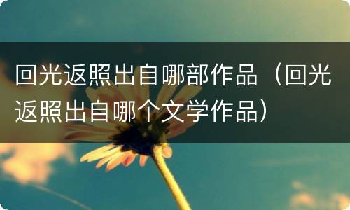 回光返照出自哪部作品（回光返照出自哪个文学作品）