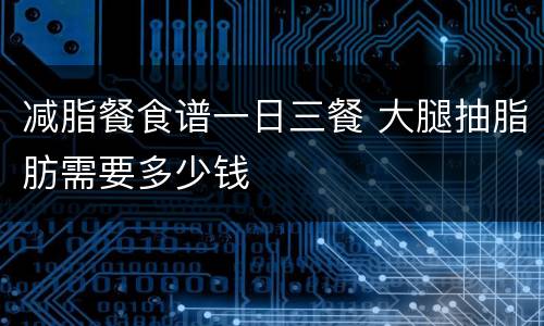 减脂餐食谱一日三餐 大腿抽脂肪需要多少钱