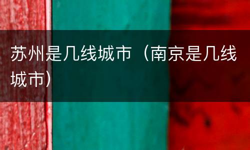 苏州是几线城市（南京是几线城市）