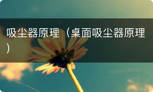吸尘器原理（桌面吸尘器原理）