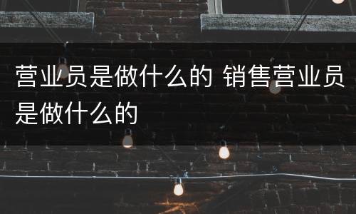 营业员是做什么的 销售营业员是做什么的