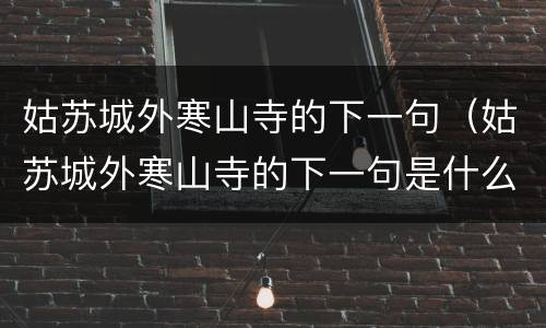 姑苏城外寒山寺的下一句（姑苏城外寒山寺的下一句是什么作者是谁）