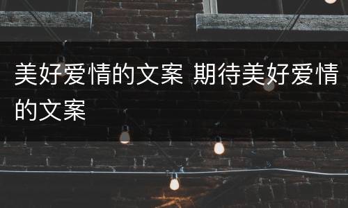 美好爱情的文案 期待美好爱情的文案