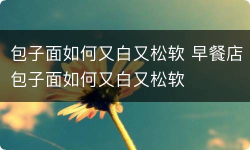 包子面如何又白又松软 早餐店包子面如何又白又松软