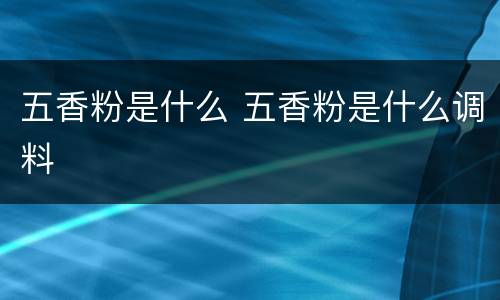 五香粉是什么 五香粉是什么调料