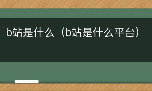 b站是什么（b站是什么平台）