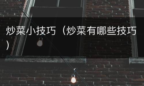 炒菜小技巧（炒菜有哪些技巧）