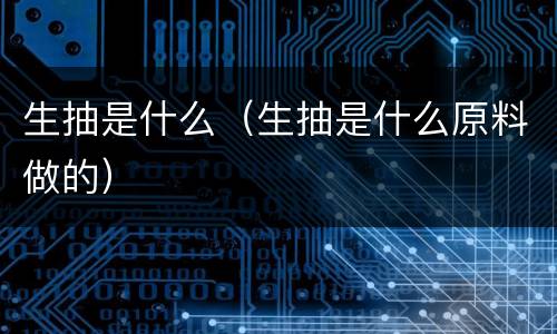 生抽是什么（生抽是什么原料做的）