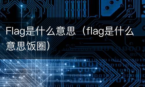 Flag是什么意思（flag是什么意思饭圈）