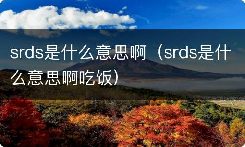 srds是什么意思啊（srds是什么意思啊吃饭）