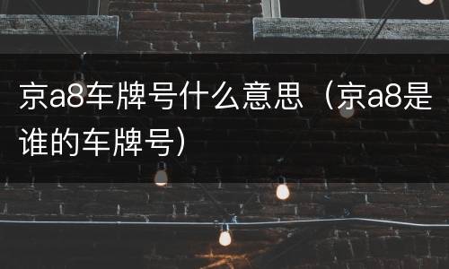 京a8车牌号什么意思（京a8是谁的车牌号）