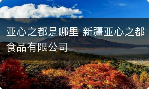 亚心之都是哪里 新疆亚心之都食品有限公司