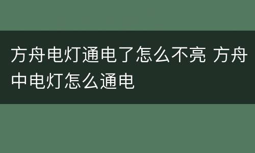 方舟电灯通电了怎么不亮 方舟中电灯怎么通电
