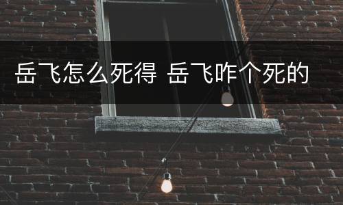 岳飞怎么死得 岳飞咋个死的