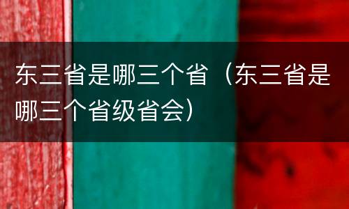 东三省是哪三个省（东三省是哪三个省级省会）