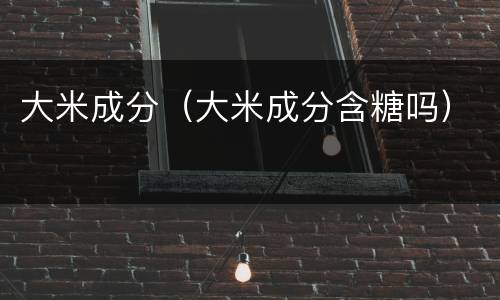 大米成分（大米成分含糖吗）