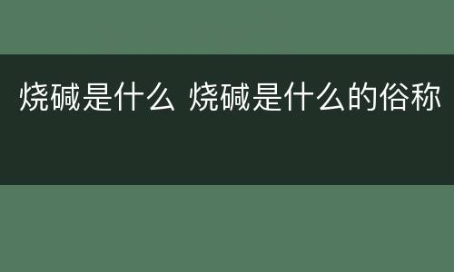 烧碱是什么 烧碱是什么的俗称