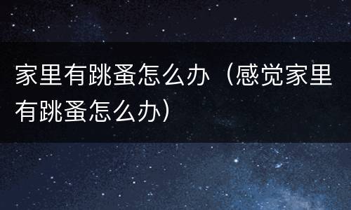 家里有跳蚤怎么办（感觉家里有跳蚤怎么办）