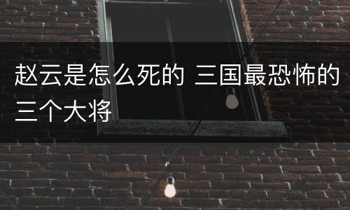 赵云是怎么死的 三国最恐怖的三个大将