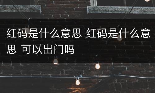 红码是什么意思 红码是什么意思 可以出门吗