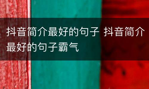 抖音简介最好的句子 抖音简介最好的句子霸气