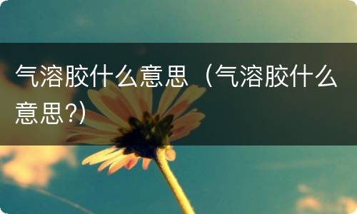 气溶胶什么意思（气溶胶什么意思?）