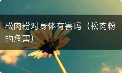 松肉粉对身体有害吗（松肉粉的危害）