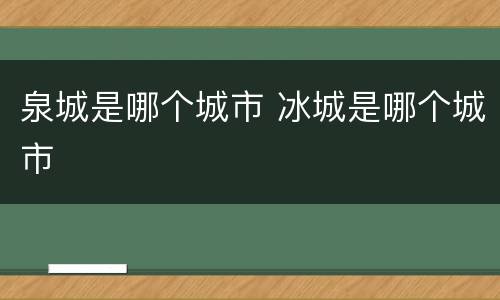 泉城是哪个城市 冰城是哪个城市