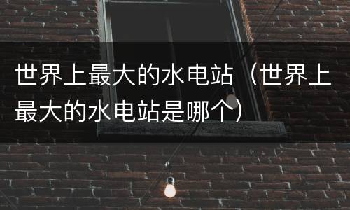 世界上最大的水电站（世界上最大的水电站是哪个）