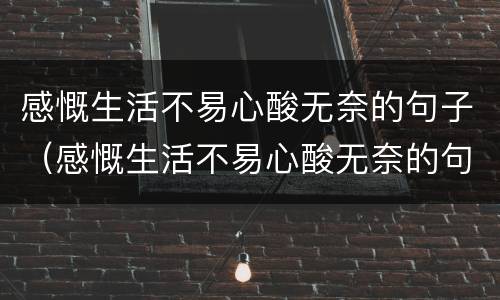 感慨生活不易心酸无奈的句子（感慨生活不易心酸无奈的句子古风）