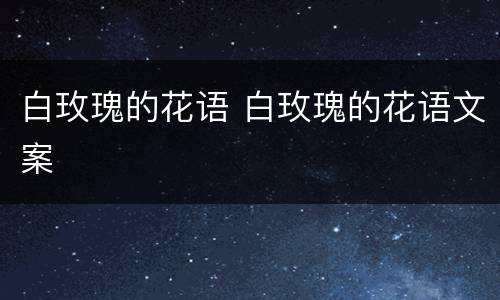 白玫瑰的花语 白玫瑰的花语文案