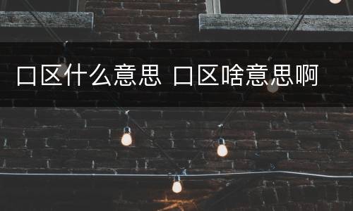 口区什么意思 口区啥意思啊