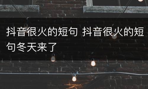 抖音很火的短句 抖音很火的短句冬天来了