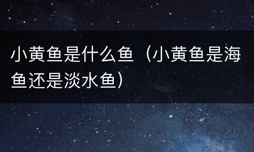 小黄鱼是什么鱼(小黄鱼是海鱼还是淡水鱼)