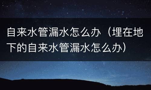 自来水管漏水怎么办（埋在地下的自来水管漏水怎么办）