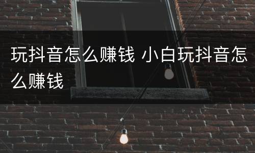 玩抖音怎么赚钱 小白玩抖音怎么赚钱