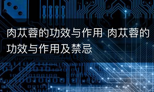 肉苁蓉的功效与作用 肉苁蓉的功效与作用及禁忌