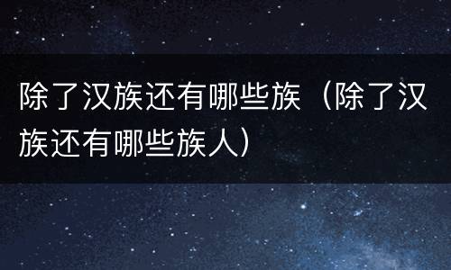 除了汉族还有哪些族(除了汉族还有哪些族人)