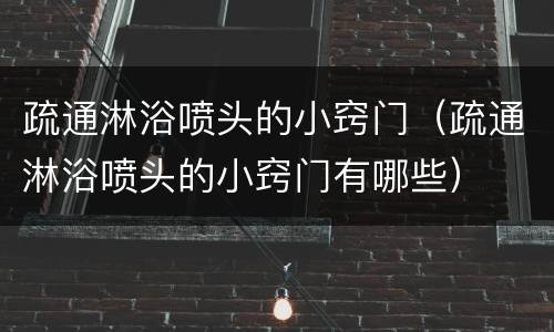 疏通淋浴喷头的小窍门（疏通淋浴喷头的小窍门有哪些）