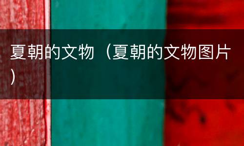 夏朝的文物（夏朝的文物图片）
