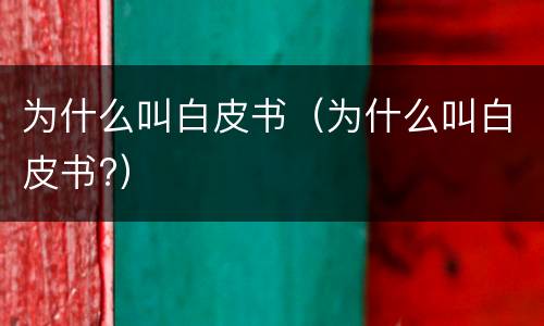 为什么叫白皮书（为什么叫白皮书?）