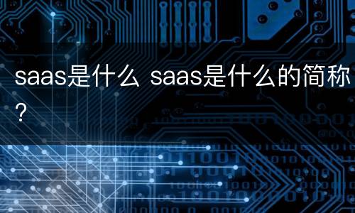 saas是什么 saas是什么的简称?