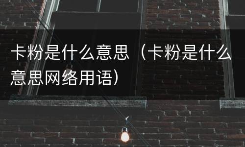 卡粉是什么意思（卡粉是什么意思网络用语）