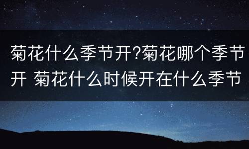 菊花什么季节开?菊花哪个季节开 菊花什么时候开在什么季节