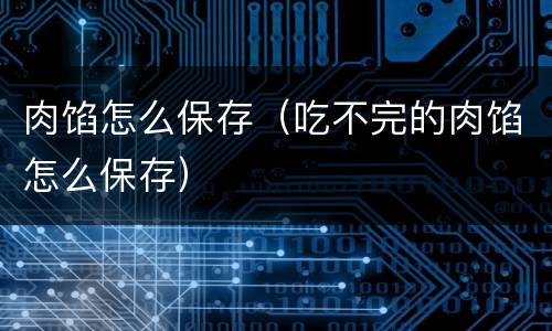 肉馅怎么保存（吃不完的肉馅怎么保存）